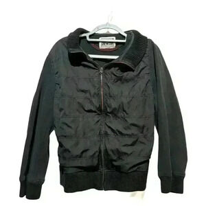 Converse One Star Men's Black  Bomber Puffer Lined Jacket Size L Full Zip